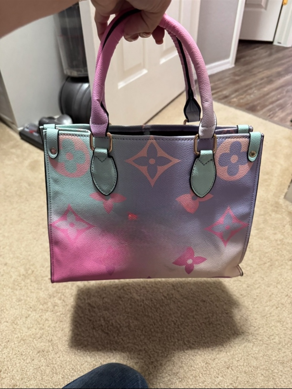 Pastel Gradient Satchel Handbag - Pink, Purple & Mint